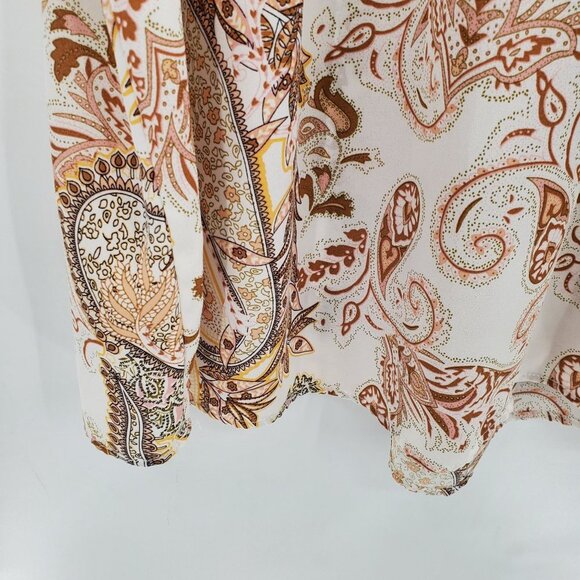 Carolina Belle Womens Sleeveless Paisley Print Ruffle Blouse 2X Keyhole Neck - Picture 6 of 12